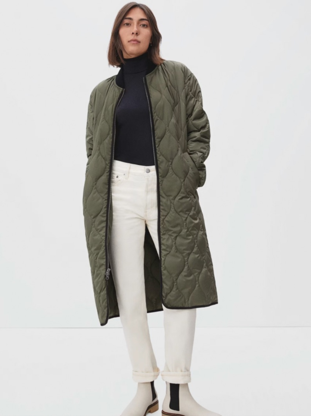 Everlane Renew long liner quilted puffer jacket